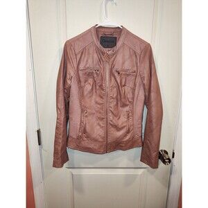 Juniors/Misses Cavalini Faux Leather Moto Jacket Dusty Pink Small